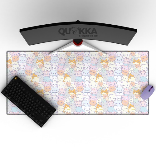 Cute Kitten Pattern Design Mousepad Deskmat - 60x30cm / 3mm / Colour Stitched