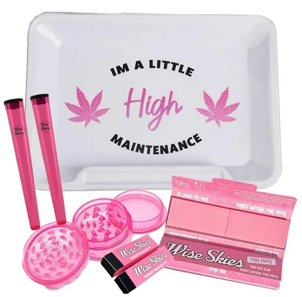 Im a Little High Maintenance Rolling Tray Set Pink Rolling Papers Bundle