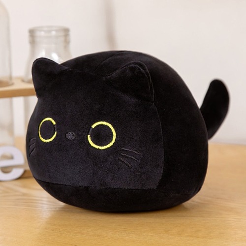 Fluffy Black Kawaii Kitty Plushie - 9cm / Black
