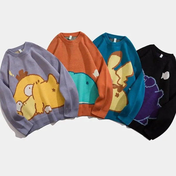Kawaii Pokemon Long Sleeve Pikachu Psyduck Gengar Snorlax Sweater