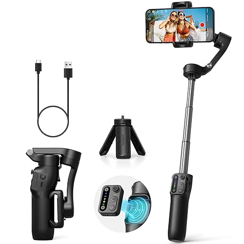 hohem iSteady X3 SE Plus Gimbal Stabilizer for iPhone, 3-Axis Phone Gimbal with Detachable Remote Control, Extendable Rod, 11-Hour Battery, Portable Foldable Stabilizer for Video Recording - iSteady X3 SE Plus - Black