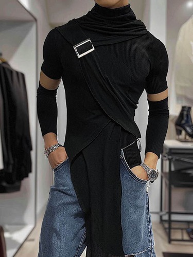 Mens Deconstructed Solid Color T-Shirt SKUK72511 | Black / XL