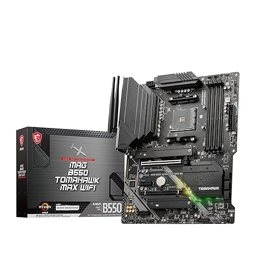 MSI MAG B550 TOMAHAWK MAX WIFI Motherboard, ATX, AM4 - AMD Ryzen 5000 Ready - DDR4 Boost 5100+MHz/OC, PCIe 4.0 & 3.0 x16 Slots, M.2 Gen4 & Gen3 Slots, 2.5G LAN, Wi-Fi 6E, Bluetooth 5.2 - ATX - MAG B550 TOMAHAWK MAX WIFI