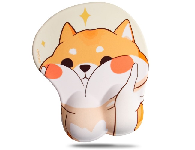 YISK Gel Mouse Pad with Wrist Rest Support Pad, Gaming Ergonomic Mouse Pad with Milk Cloth | Cute Dog-10.2× 8.3 × 1.2 inch