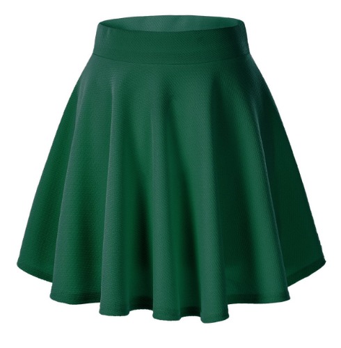 Urban CoCo Women's Basic Versatile Stretchy Flared Casual Mini Skater Skirt - X-Small Green