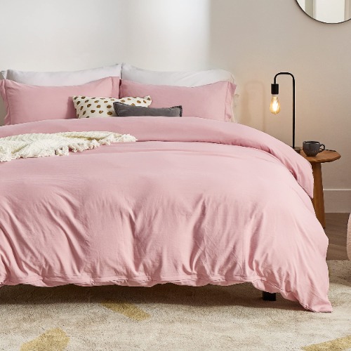 Bedsure Light Pink Duvet Covers Queen Size - Washed Duvet Cover, Soft Queen Duvet Cover Set 3 Pieces with Zipper Closure, 1 Duvet Cover 90x90 inches and 2 Pillow Shams - Pink Queen