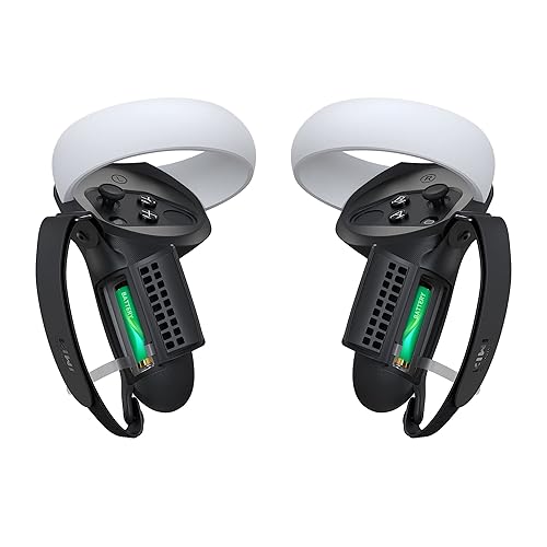 KIWI design Controller Griffabdeckung Kompatibel mit Quest 2 Zubehör, mit Batterieöffnungsschutz und Handgelenkschlaufen (Schwarz) - Schwarz