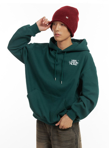 Men's Cotton Hooded Sweatshirt (Dark green) IO402 | Dark green / L/1XL
