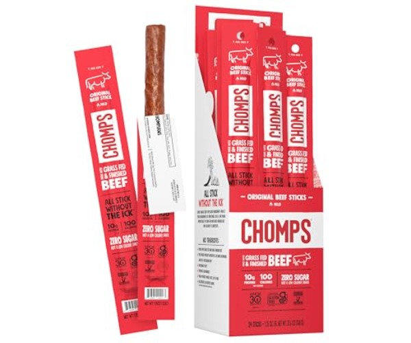 CHOMPS Grass Fed Original Beef Jerky Snack Stick