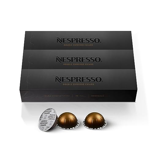 Nespresso Capsules VertuoLine, Double Espresso Chiaro, Medium Roast Coffee, 10 Count (Pack of 3) Coffee Pods, Brews 2.7 Ounce (VERTUOLINE ONLY) - Double Espresso Chiaro