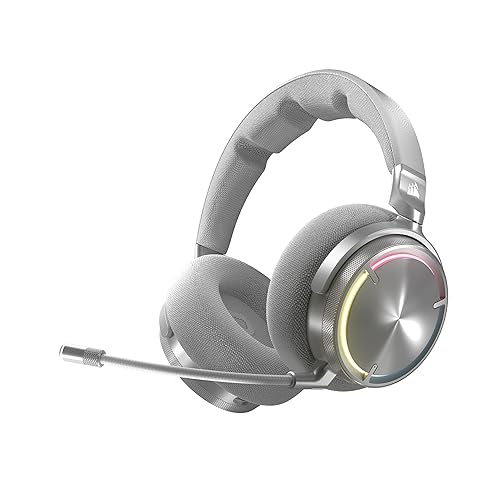 Corsair Virtuoso MAX Wireless Gaming Headset – Dolby Atmos, Active Noise Cancelling, Sonarworks SoundID, Simultaneous 2.4GHz Wireless & Bluetooth, 50mm Graphene Drivers, PC, Mac, PS5/PS4 – Silver - Silver