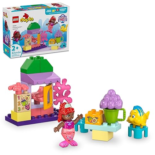 LEGO DUPLO Disney Ariel and Flounder’s Café Stand The Little Mermaid Toy, Educational Toy, Kids Play Food and Fruit, Kids Learning Toy, Building Set for Preschool Kids Ages 2 and Up, 10420