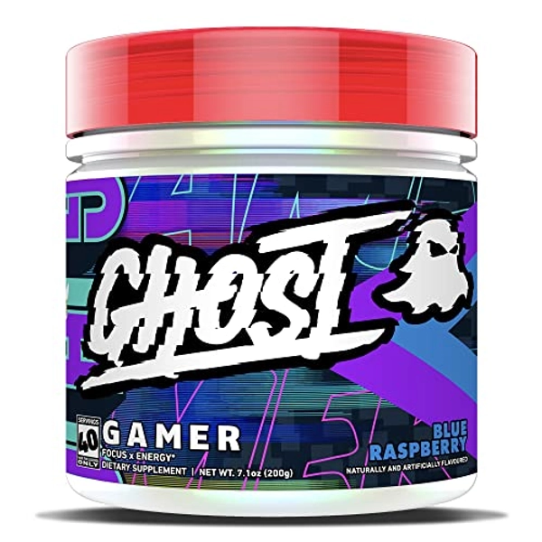 GHOST Gamer: Energy and Focus Support Formula - 40 Servings, Blue Raspberry - Nootropics & Natural Caffeine for Attention, Accuracy & Reaction Time - Vegan, Gluten-Free
