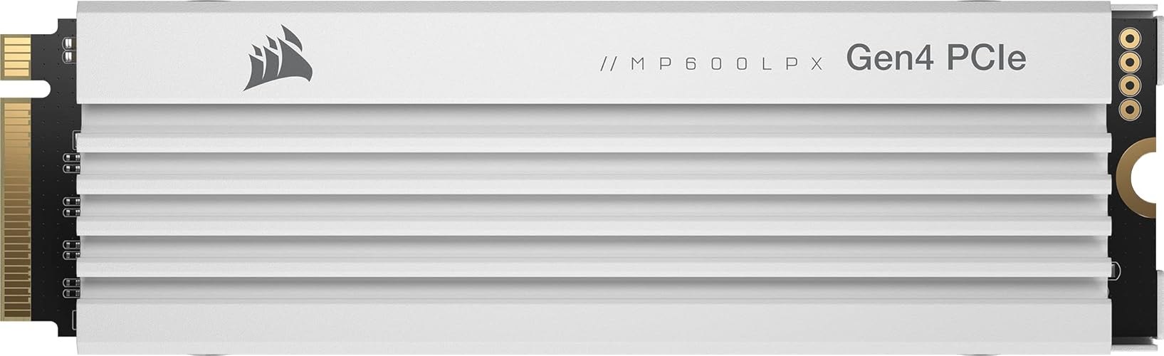 Corsair MP600 PRO LPX 2TB M.2 NVMe PCIe x4 Gen4 SSD - Optimised for PS5 (Up to 7,100MB/sec Sequential Read & 6,800MB/sec Sequential Write Speeds, High-Speed Interface, Compact Form Factor) White - MP600 PRO LPX - 2TB - White