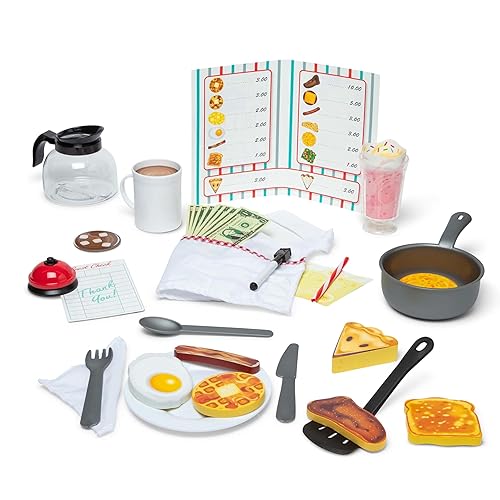 Melissa & Doug Star Diner Restaurant Play Set (41 pcs) - Pretend Play Food, Restaurant Toy Set With Cookware, Utensils For Kids, Diner Playset for Kids And Toddlers, Ages 3+ - Star Diner Restaurant Play Set