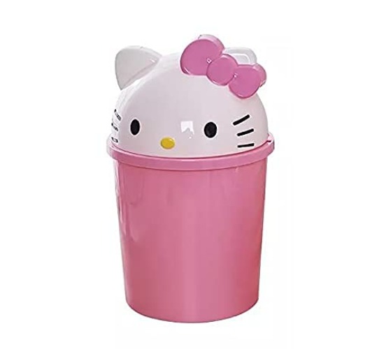 15" Height Lovely Pink Kitty Home Trash Can Bin Wastebaske​ts Waste Garbage Can Bin - 