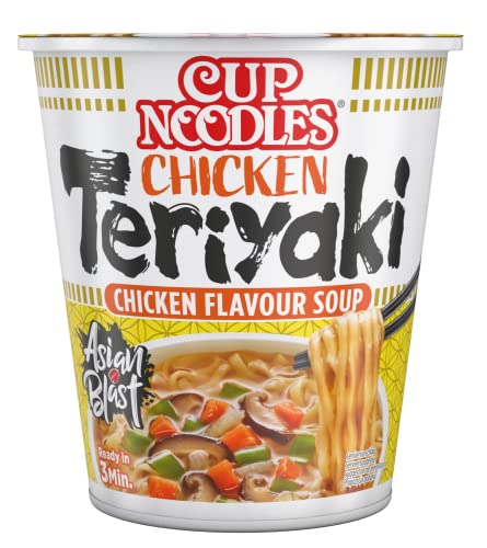 NISSIN Cup Noodles – Chicken Teriyaki, Einzelpack, Soup Style Instant-Nudeln japanischer Art, mit Hühnerfleisch-Geschmack und Gemüse, schnell im Becher zubereitet, asiatisches Essen (1 x 67 g)