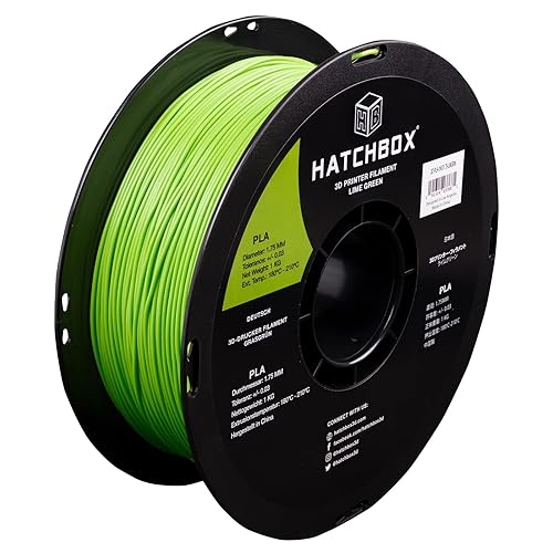 HATCHBOX 1.75mm Lime Green PLA 3D Printer Filament, 1 KG Spool, Dimensional Accuracy +/- 0.03 mm, 3D Printing Filament - Lime Green