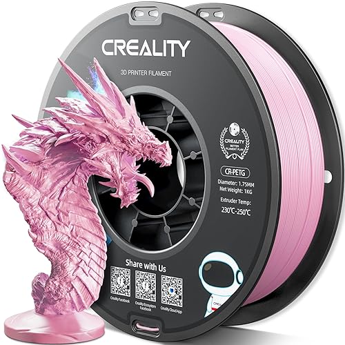 Official Creality PETG 3D Printer Filament 1.75mm 1KG (2.2lbs), High Precision Strong Toughness, Odorless Better Flow Moistureproof 4D Printing Ender Filament(Pink) - Petg-1kg Pink - PETG