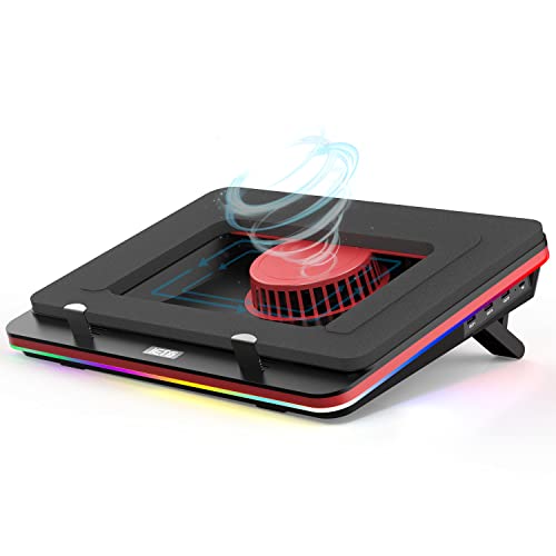 IETS GT500 Powerful Turbo-Fan (5000 RPM) RGB Laptop Cooling Pad with Infinitely Variable Speed,Seal Foam for Rapid Cooling Gaming Laptop,13-17.3inch Laptop Cooler with 3-Port USB Hub - V2(RGB+HUB)
