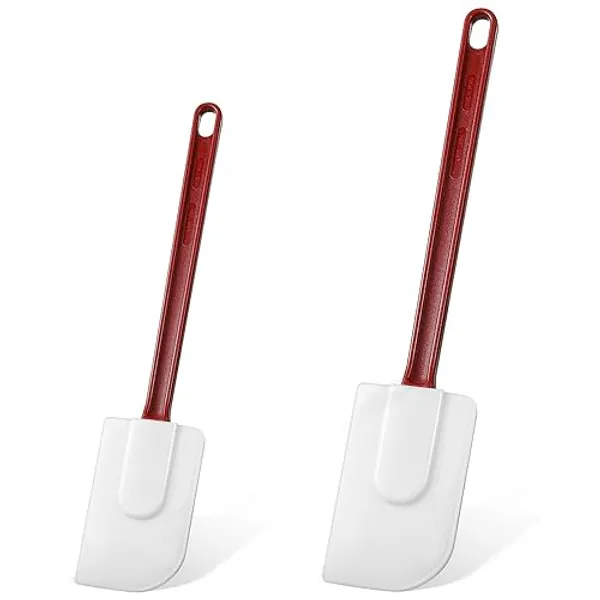 Lounsweer 2 Pcs Heat Resistant Rubber Spatula 10 Inch 14 Inch Silicone Spatula Scraper Commercial Silicone Spatulas Set for Kitchen Use Cooking Silicone Cooking Utensils Sets - 10 ,14 Inch