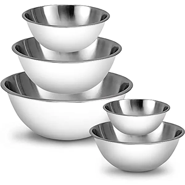 WHYSKO Meal Prep Stainless Steel Mixing Bowls Set, Home, Refrigerator, and Kitchen Food Storage Organizers | Ecofriendly, Reusable, Heavy Duty (White) - White