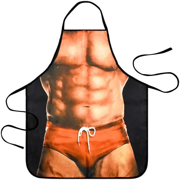 HQdeal Sexy Funny Novelty Kitchen Apron Cooking BBQ Party MuscleNerd Apron For Men Gift