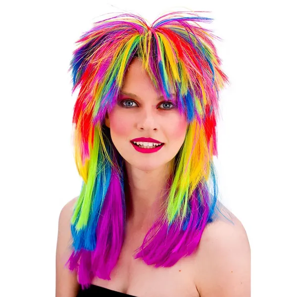 Wicked Costumes Unisex 80's Retro Rainbow Rocker Wig