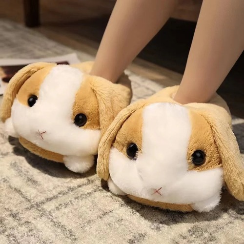 Rabbit Plush Slippers - Yellow / 36