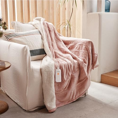 GOTCOZY Heated Blanket Electric Throw 50''X60''- Soft Silky Plush Electric Blanket with 4 Heating Level & 3 Hour Auto Off Heating Blanket, ETL Certified Machine Washable (Rose Dust) - Rose Dust - Throw