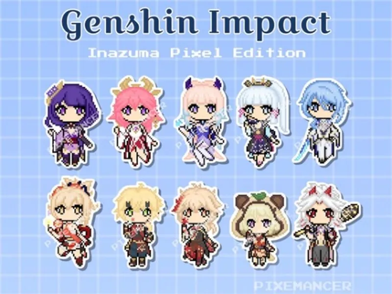 Genshin Impact Pixel Stickers  Anime Stickers  Inazuma | Etsy