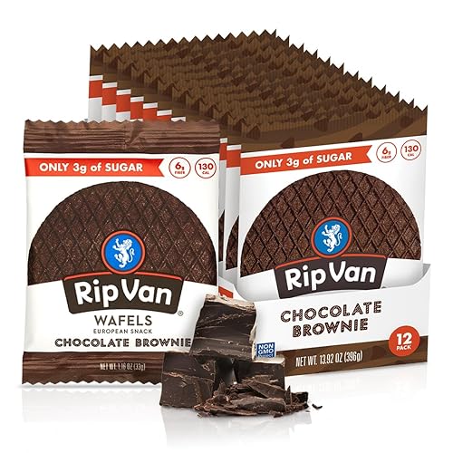 Rip Van Wafels Chocolate Brownie Stroopwafels - Healthy Snacks - Non GMO Snack - Keto Friendly - Office Snacks - Low Sugar (3g) - Low Calorie Snack - 1.16 Ounce (Pack of 12) - 1.16 Ounce (Pack of 12)