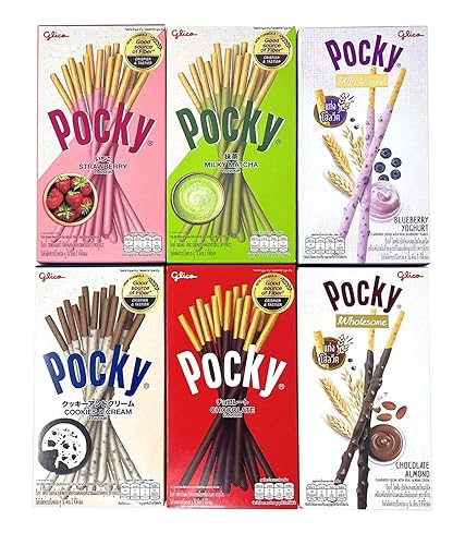 Pocky Biscuit Stick 6 Flavors Variety Pack (Pack of 6) (Total 8.84 oz) - Classic Flavors and Fun New Flavors - Yogurt and Choc Almond