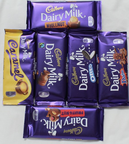 Cadbury Dairy Milk Most Popular Chocolate Bars From England- Whole nut, Caramel, Fruit & Nut, Oreo, Plain, Daim - 