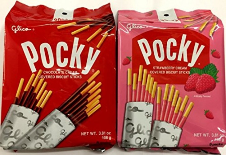 Glico Pocky Family Fun Pack 3.81 oz & 3.81 oz, 9 packs (Chocolate and Strawberry, Pack of 2)