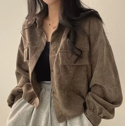 Korean Style Corduroy Casual Jacket Women