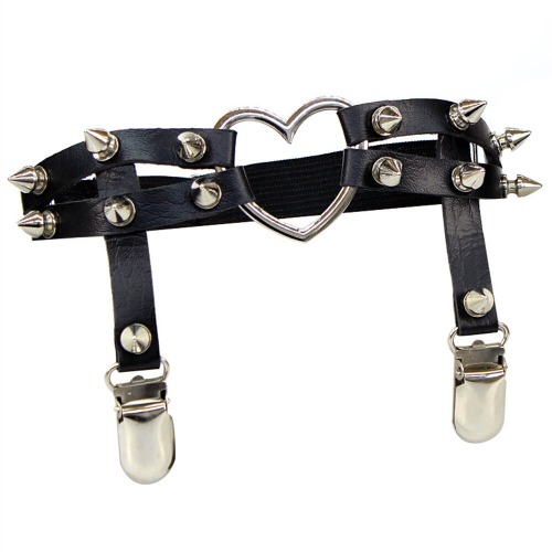 1Pcs Women Punk Goth Heart PU Leather Elastic Leg Rings Body Jewelry On The Legs Elastic Body Chains Suspender Garters Belt