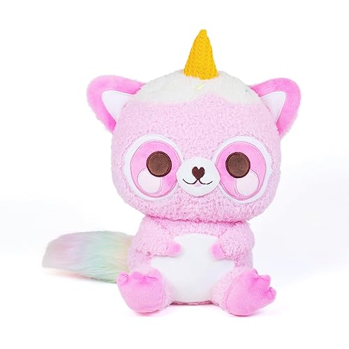 Cuddle Barn PlushGoals - Roxy The Kawaii Raccoon | Super Soft Cute Kawaii Racoon Ice Cream Cone Unicorn Horn Collectible Stuffed Animal Plush Toy, 9 inches - Roxy the Kawaii Raccoon