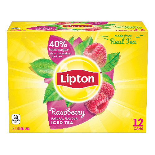 Lipton Raspberry Iced Tea, 340 ml Cans, 12 Pack - Raspberry