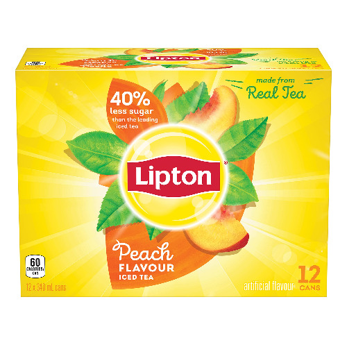 Lipton Peach Iced Tea, 340 ml Cans, 12 Pack - Peach