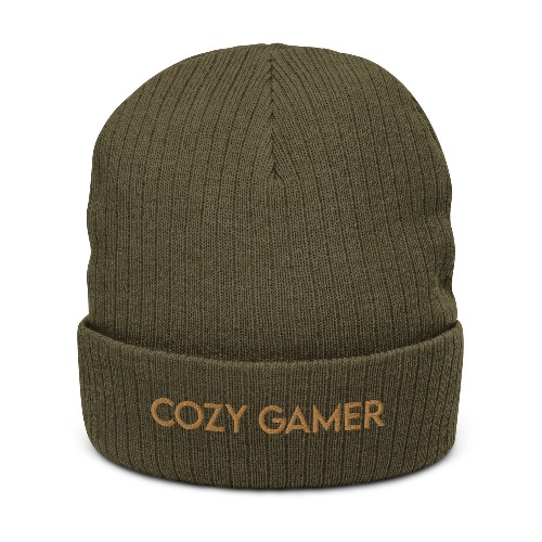 Cozy Gamer | Ribbed knit beanie | Olive
