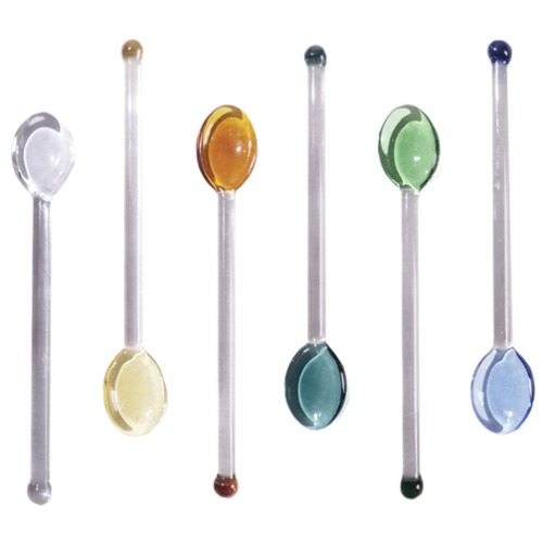 Cabilock 6Pcs Small Glass Teaspoons Crystal Clear Petite Teaspoons Glass Espresso or Tea Stirrers for Dessert Mixing Appetizer Assorted Color