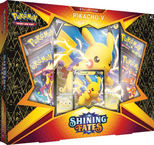 Pokémon TCG: Shining Fates Collection - Pikachu V (1 Foil Promo Card, 1 Foil Oversize Card & 4 Booster Packs)