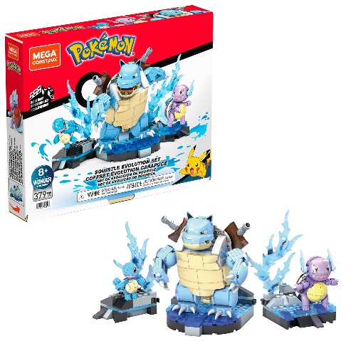MEGA Pokémon Squirtle Evolution building set with 379 bricks and special pieces, toy gift set for ages 6 and up, HDH93