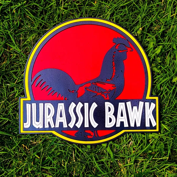 Chicken Coop Sign Jurassic Bawk T-Rex Dinosaur Chicken Coop Decor Farmhouse Backyard Chicken Coop Sign