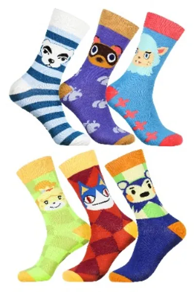 Animal Crossing New Horizons Character Designs 6 Pack Adult Crew Socks