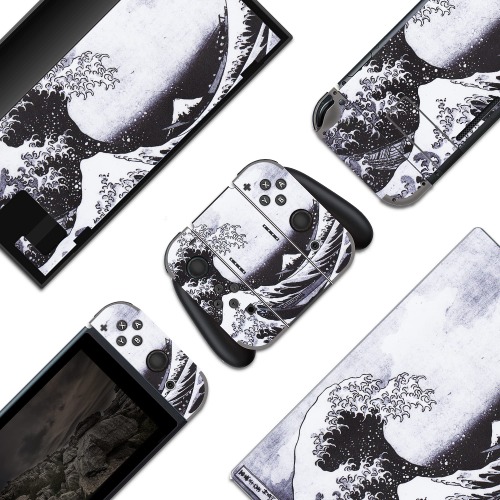 BelugaDesign Wave Switch Skin | Cool Sticker Wrap Vinyl Decal | Painting Japanese Water Ocean Cute | Compatible with Nintendo Switch (Switch Standard, Gray) - Switch Standard Gray