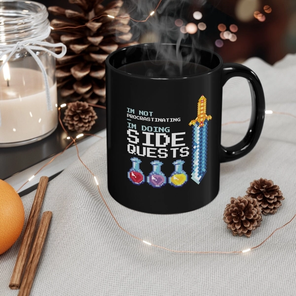 I'm not Procrastinating I'm Doing Side Quests Black Coffee Mug 15oz