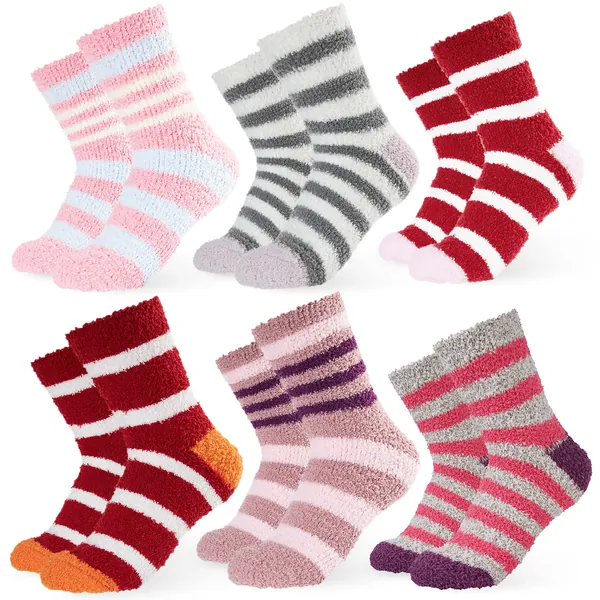 Cosy Winter Socks for Women Fluffy Super Soft Thermal Womens Loungewear Quality Slipper Bed Socks Pack of 6