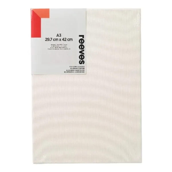 Reeves Cotton Canvas for Painting - A3 - Pre-Stretched Framed White Acid-Free Blank Canvases for Art Professionals and Beginner Artists - Ideal for Acrylic, Watercolour, Oil Paint, Mixed Media